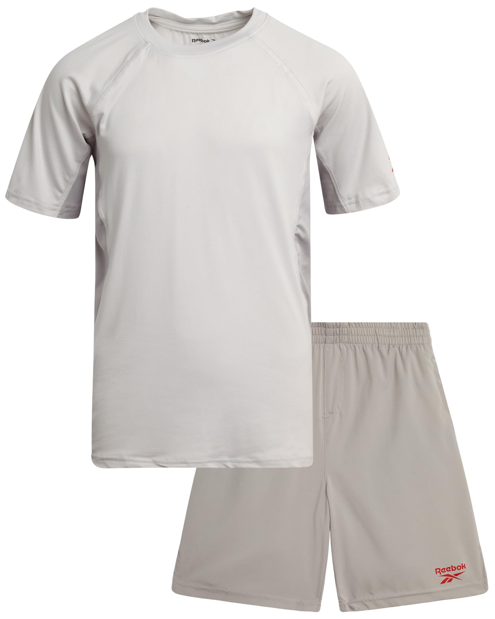 Reebok Boys Athletic Shorts Set - 2 Piece Summer Clothes Outfit with Pocket Tee and Boys Running Shorts for Active Kids